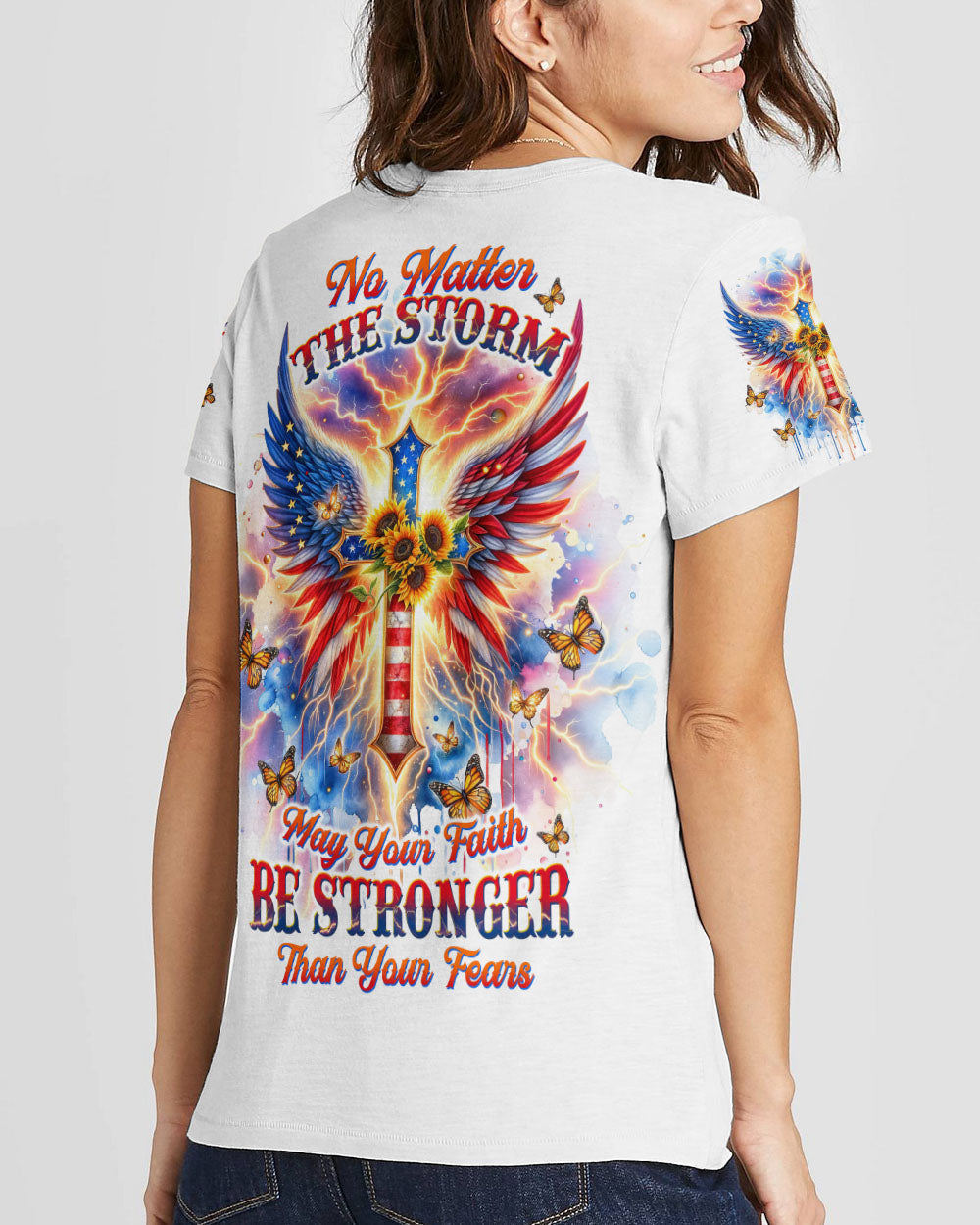 No Matter The Storm Cross Wings Women's All Over Print Shirt - Tltw0912235