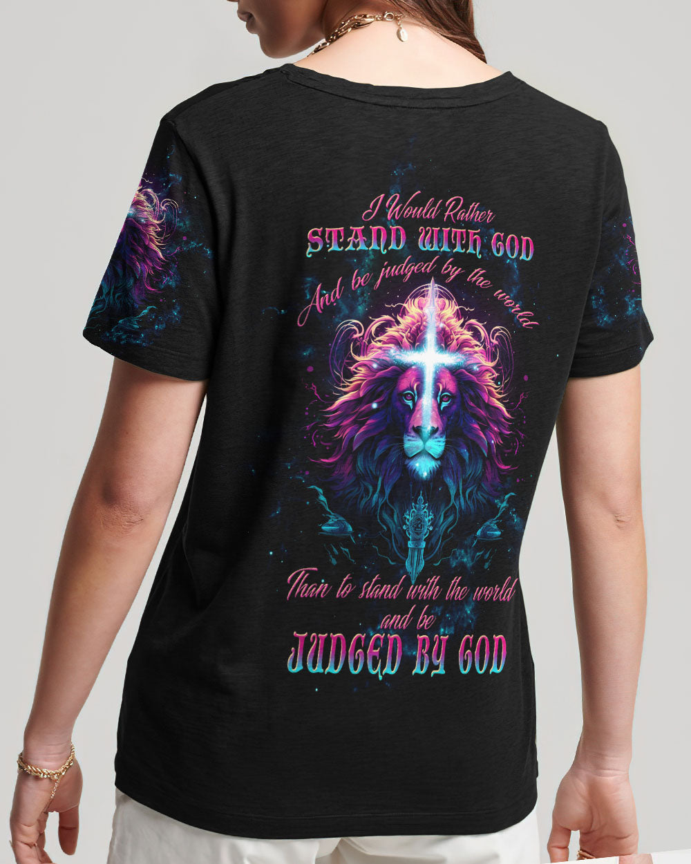 I Would Rather Stand With God Lion Women's All Over Print Shirt - Tltw1809233