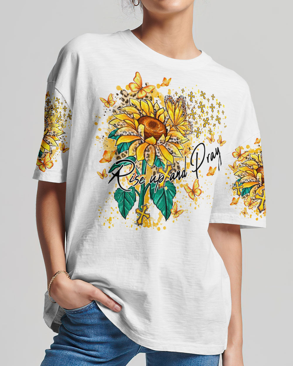 Rise Up And Pray Suflower Women's All Over Print Shirt - Ty1410231