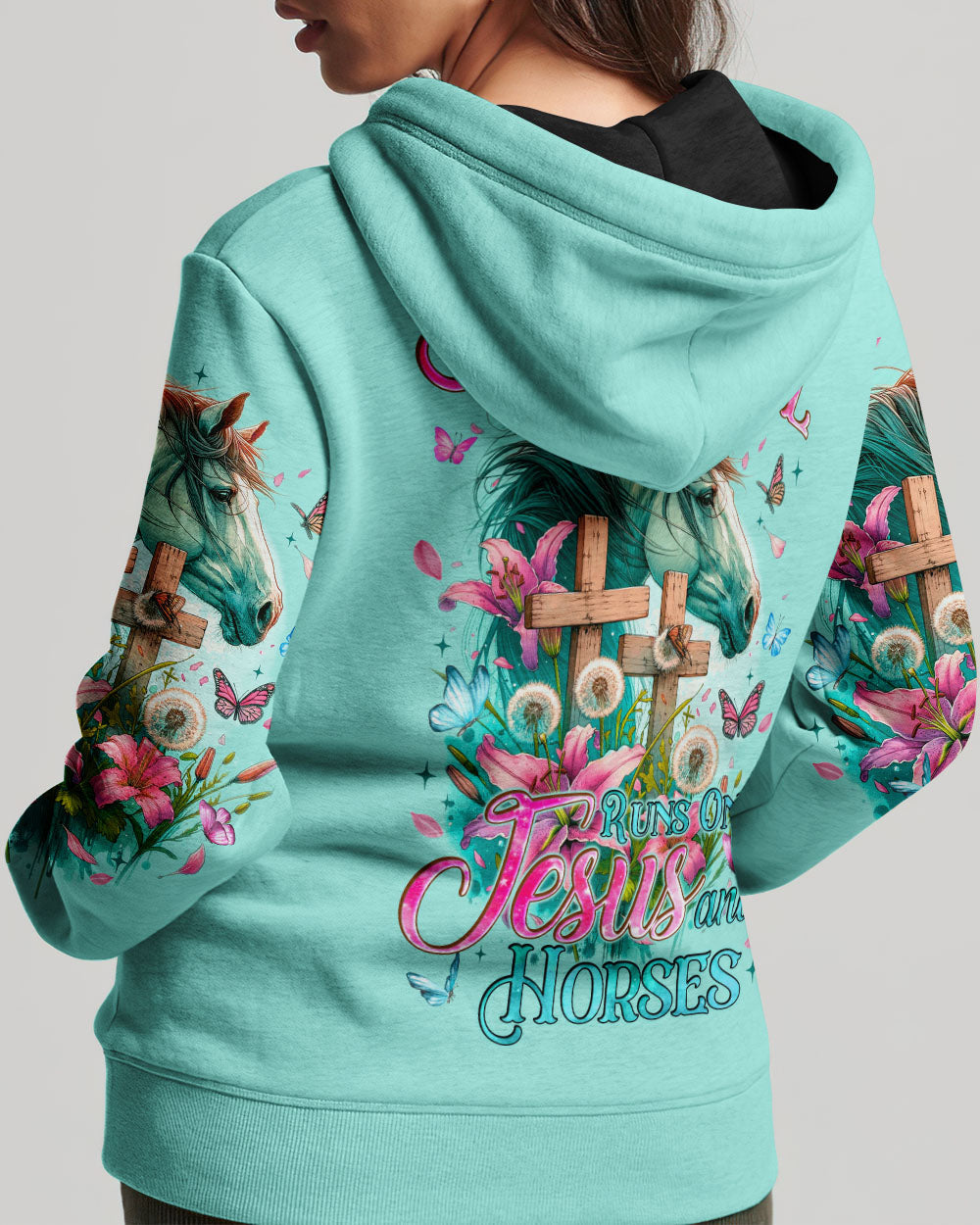 Runs On Jesus And Horses Women's All Over Print Shirt - Tyqy0912231