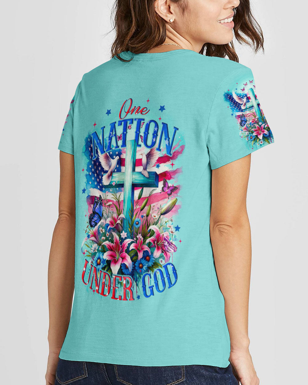 One Nation Under God Women's All Over Print Shirt - Tyqy3110231