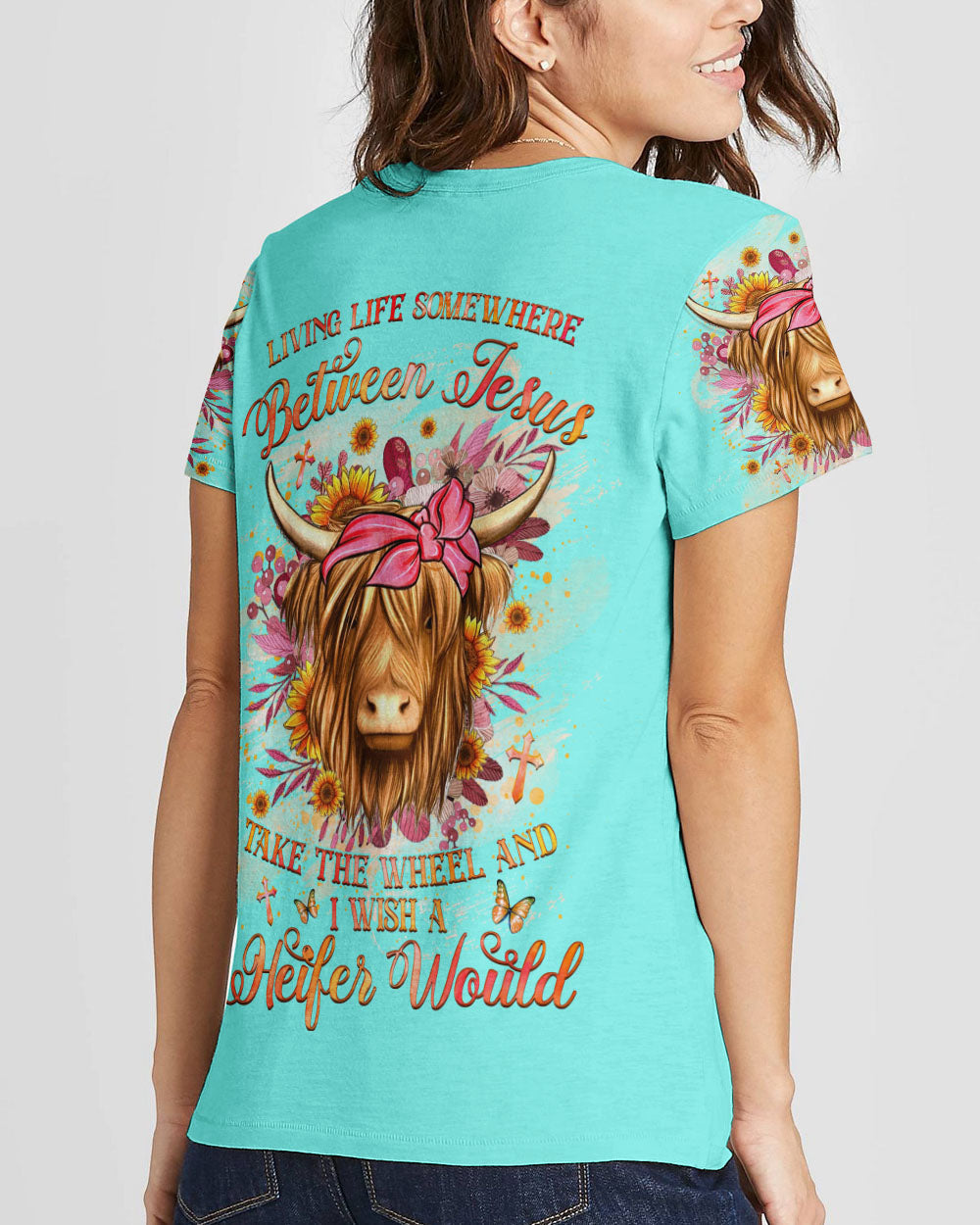 Living Life Somewhere Between Jesus Heifers Women's All Over Print Shirt - Yhhg1309231