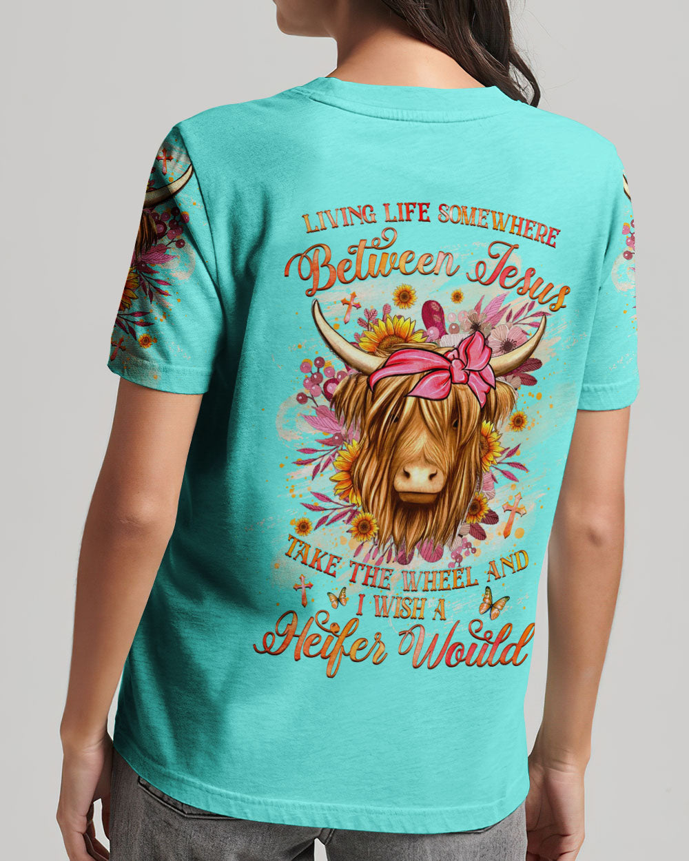 Living Life Somewhere Between Jesus Heifers Women's All Over Print Shirt - Yhhg1309231