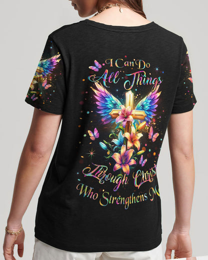 I Can Do All Things Through Christ Cross Wings Women's All Over Print Shirt - Yhlt2411233