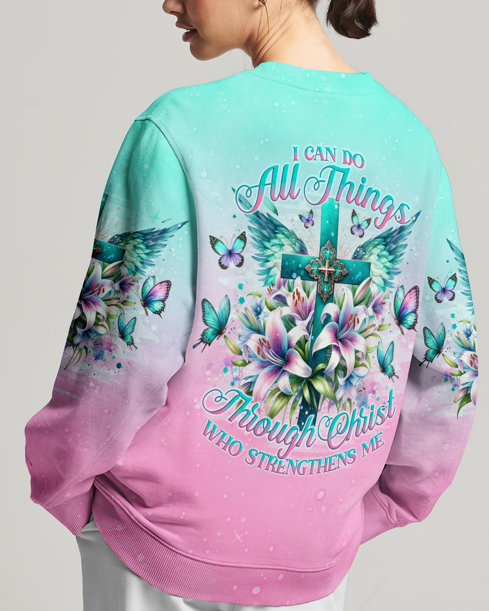 I Can Do All Things Through Christ Cross Lilies Women's All Over Print Shirt - Tlno0412234