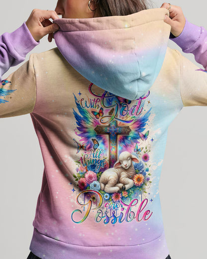 With God All Things Are Possible Lamb Wings Women's All Over Print Shirt - Tlno0911233