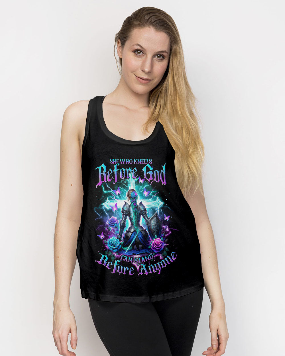 She Who Kneels Before God Warrior Cross Women's All Over Print Shirt - Tlno1201243