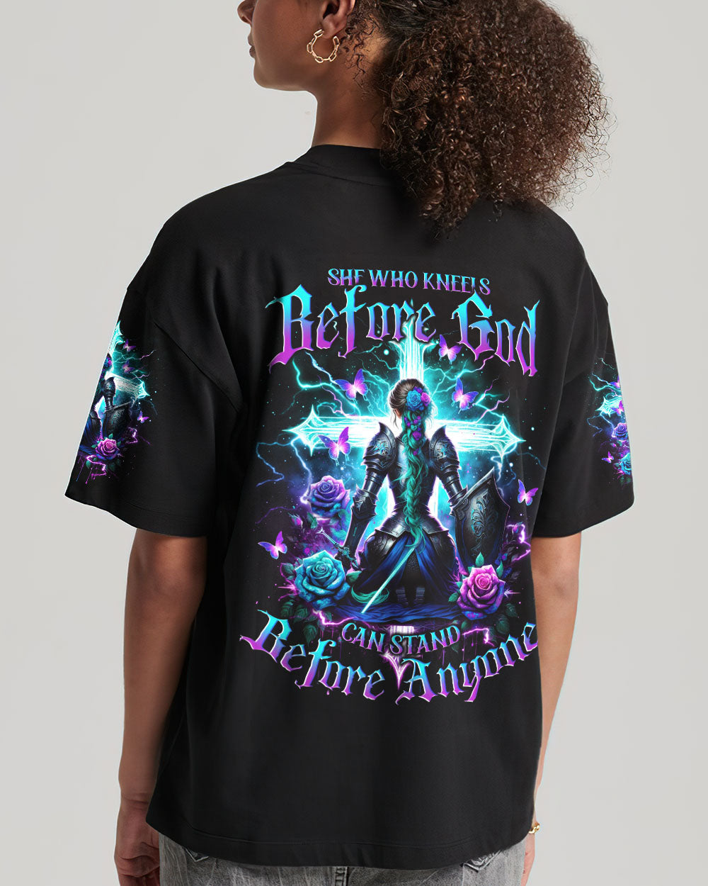 She Who Kneels Before God Warrior Cross Women's All Over Print Shirt - Tlno1201243