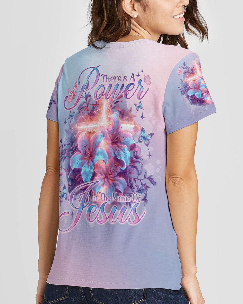 There Is Power In The Name Of Jesus Lilies Women's All Over Print Shirt - Tlno1303242