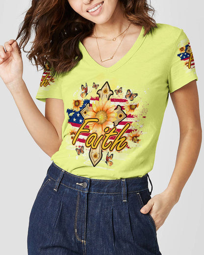 Faith Sunflower Flag Women's All Over Print Shirt - Tlno1708232