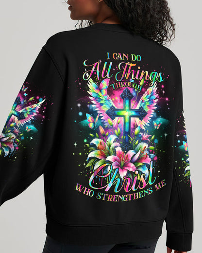 I Can Do All Things Through Christ Cross Wings Colorful Women's All Over Print Shirt - Tlno2811234