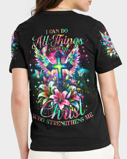 I Can Do All Things Through Christ Cross Wings Colorful Women's All Over Print Shirt - Tlno2811234