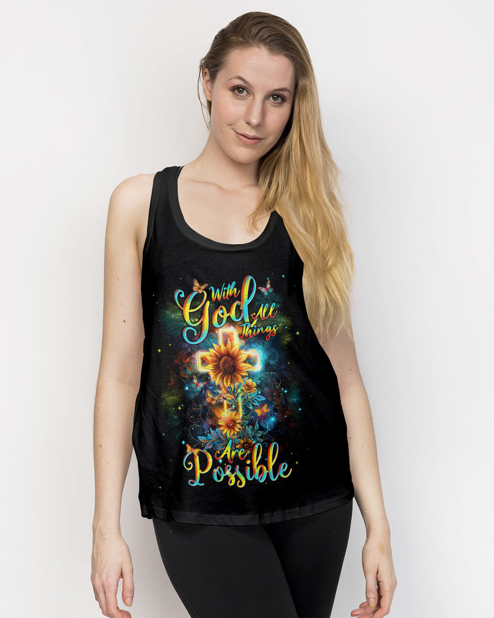 With God All Things Are Possible Sunflower Women's All Over Print Shirt - Tlnt1103242