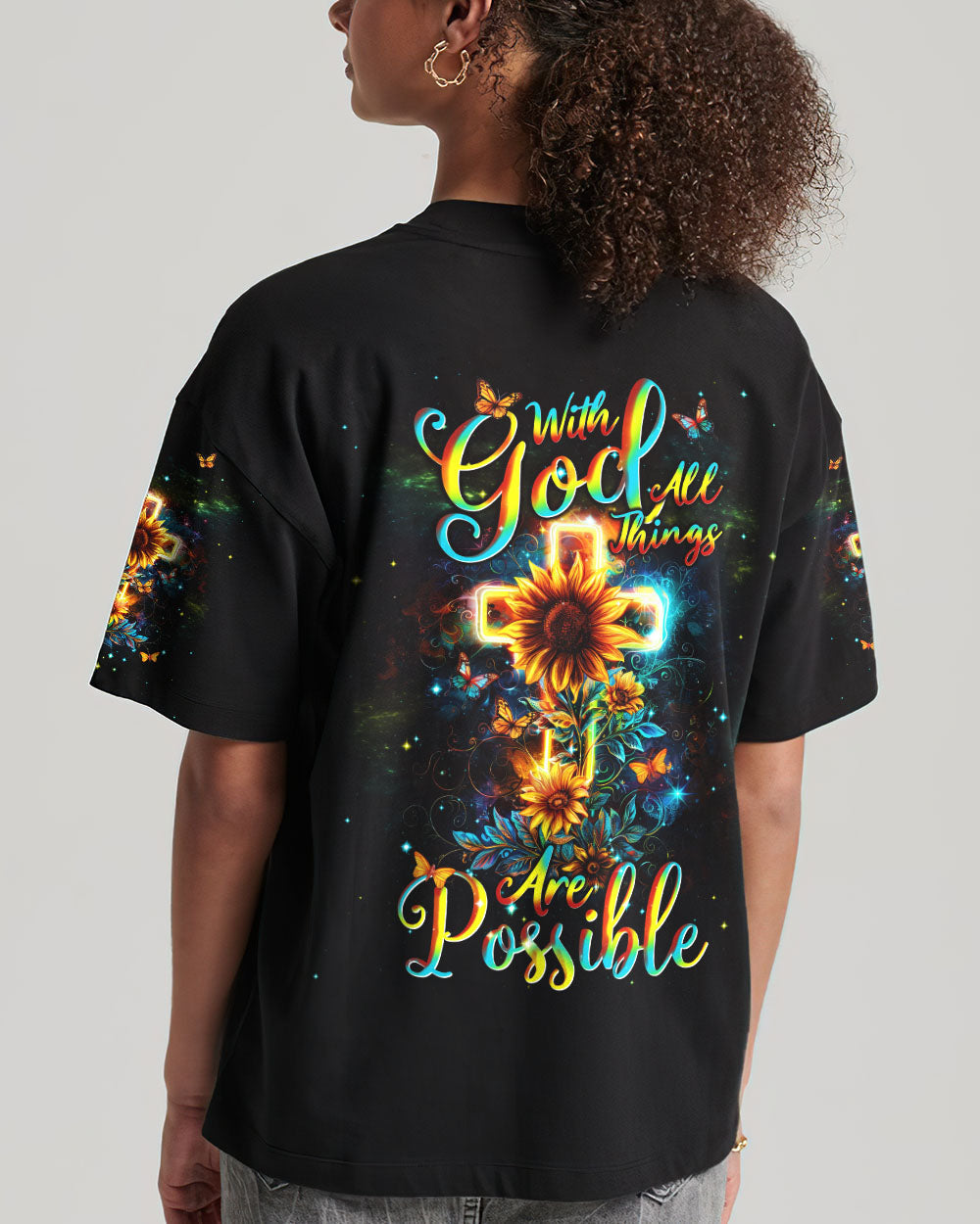 With God All Things Are Possible Sunflower Women's All Over Print Shirt - Tlnt1103242