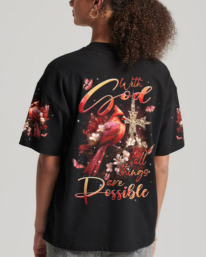 With God All Things Are Possible Cardinal Women's All Over Print Shirt - Tlnt1310233