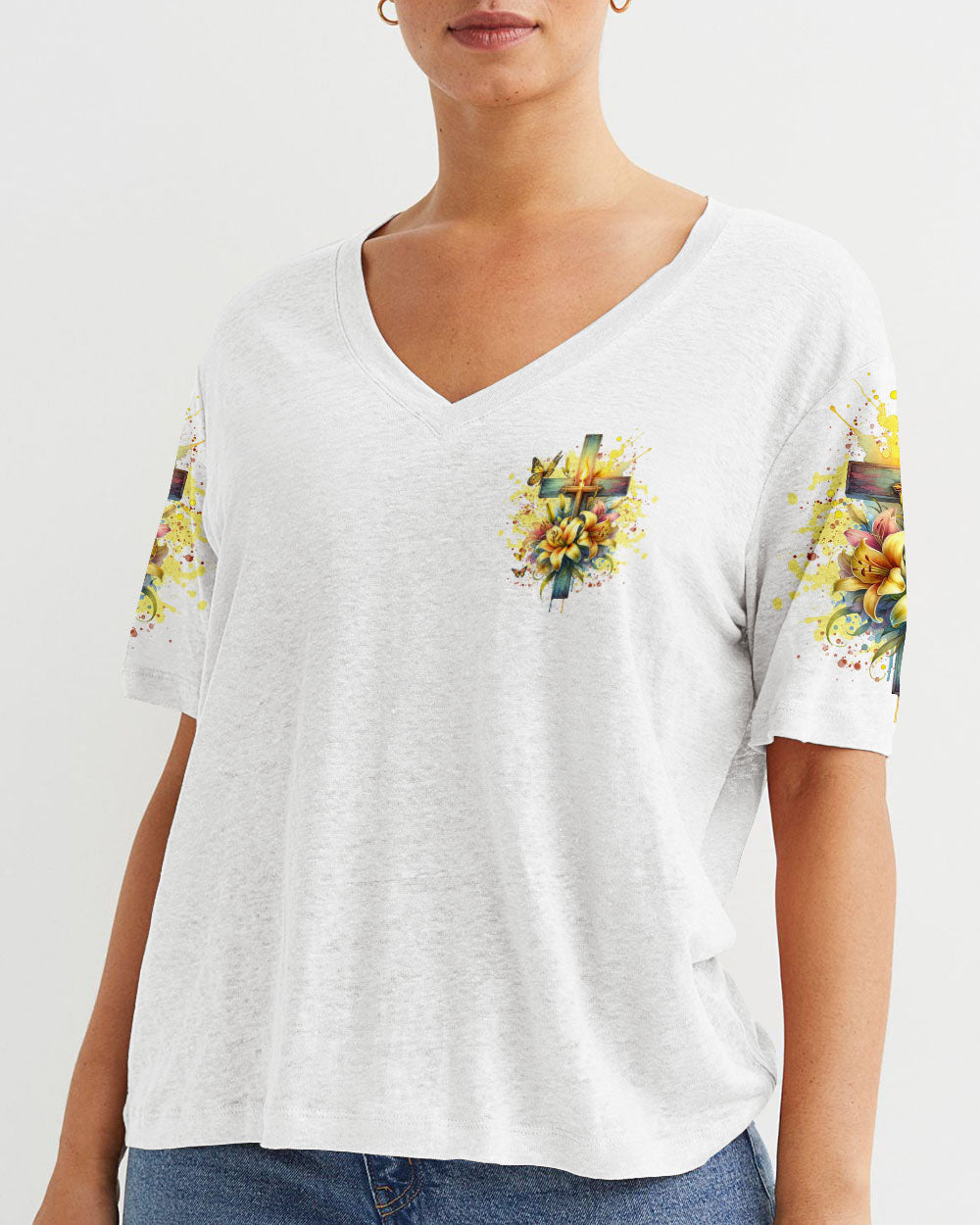 Even In Darkness Lilies Cross Women's All Over Print Shirt - Tlnt1902242