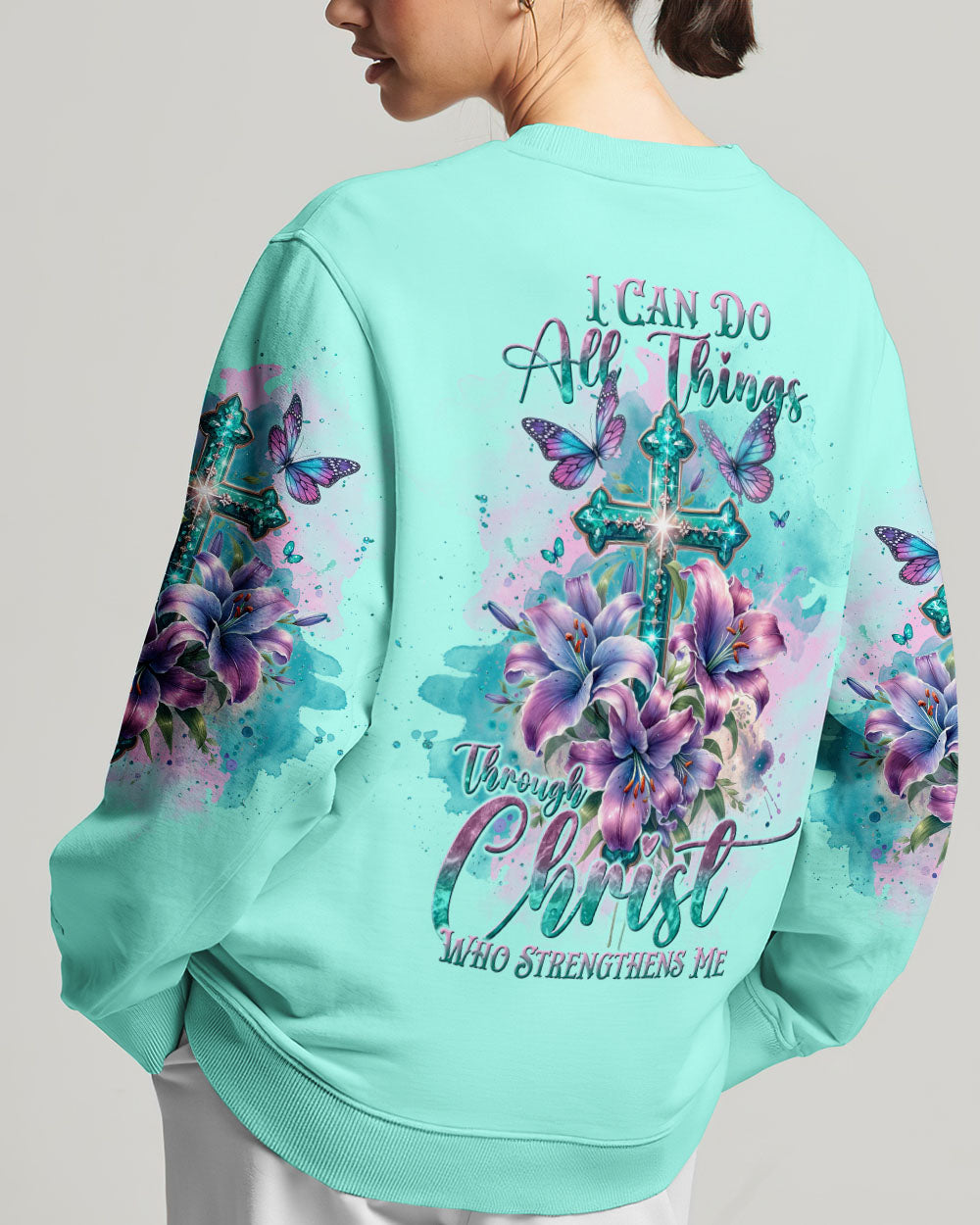 I Can Do All Things Through Christ Cross Lilies Flower Women's All Over Print Shirt - Tlnt2811234