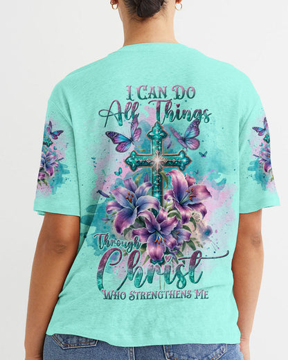 I Can Do All Things Through Christ Cross Lilies Flower Women's All Over Print Shirt - Tlnt2811234