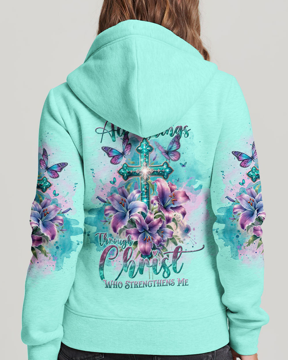 I Can Do All Things Through Christ Cross Lilies Flower Women's All Over Print Shirt - Tlnt2811234