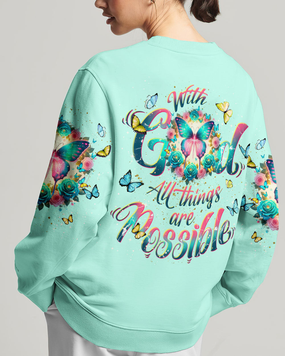 With God All Things Are Possible Butterfly Women's All Over Print Shirt - Tlnt2901244