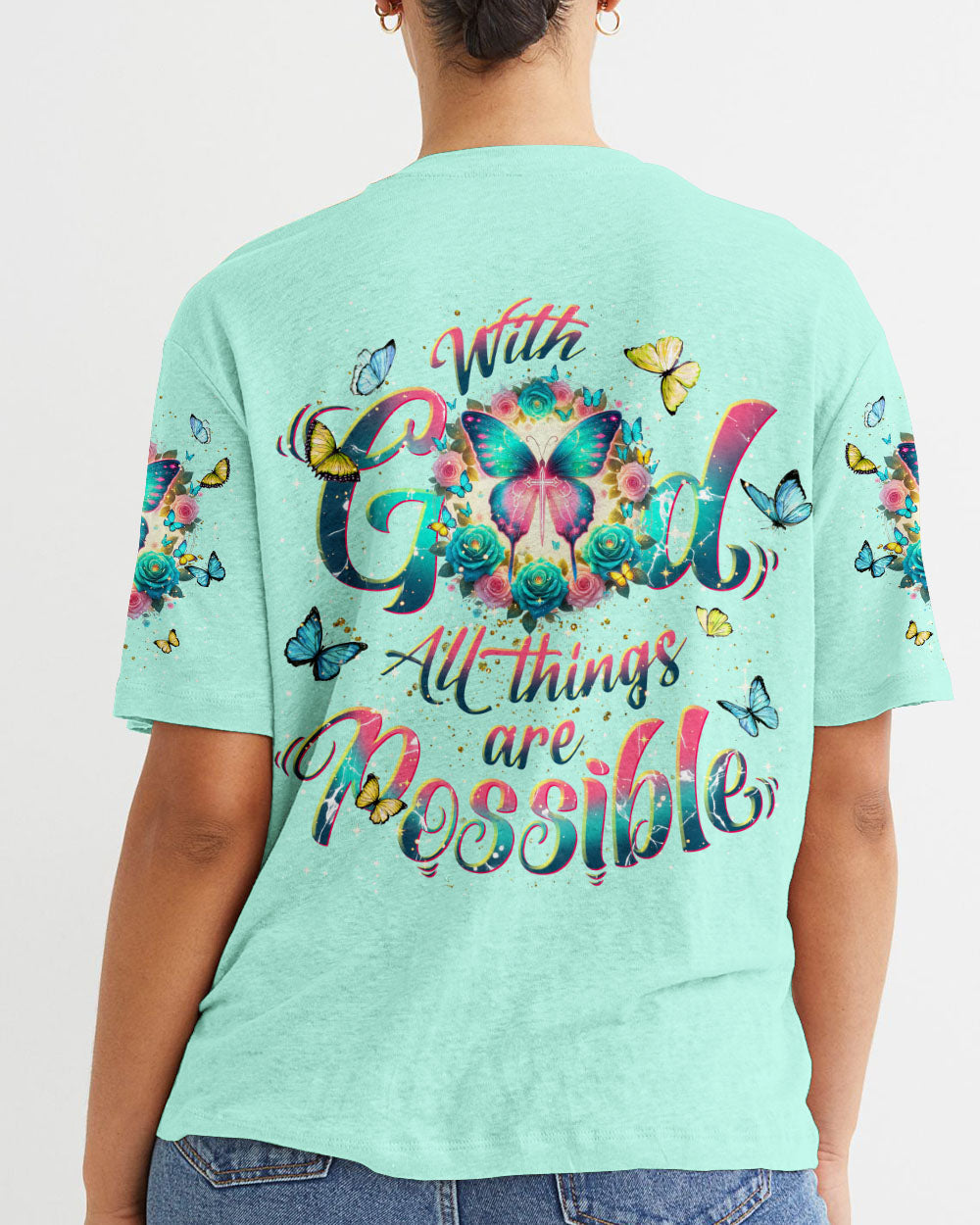 With God All Things Are Possible Butterfly Women's All Over Print Shirt - Tlnt2901244