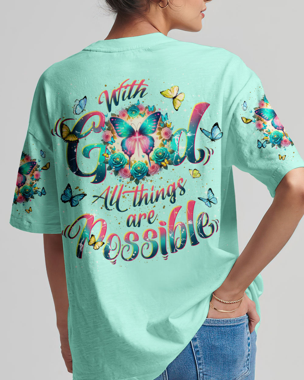 With God All Things Are Possible Butterfly Women's All Over Print Shirt - Tlnt2901244