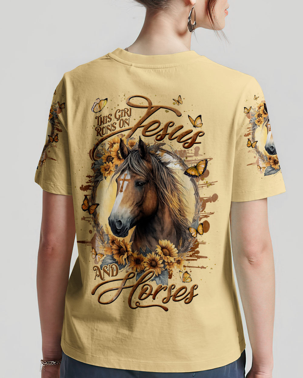 Runs On Jesus And Horses Women's All Over Print Shirt - Tlnt2909232