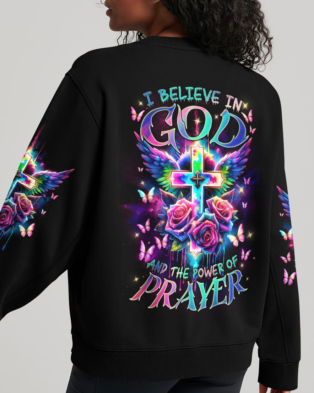 I Believe In God Cross Wings Rose Women's All Over Print Shirt - Tlnz0112234