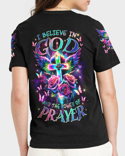 I Believe In God Cross Wings Rose Women's All Over Print Shirt - Tlnz0112234