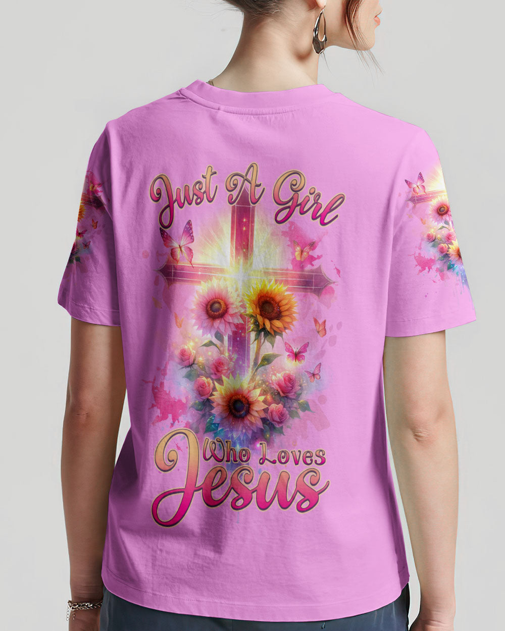 Just A Girl Who Loves Jesus Sunflower Women's All Over Print Shirt - Tlnz0412231