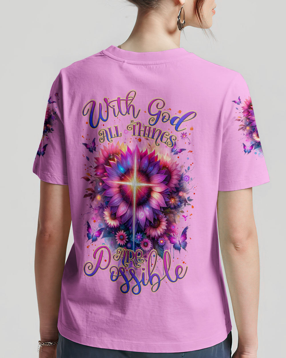 With God All Things Are Possible Sunflower Women's All Over Print Shirt - Tlnz0912232