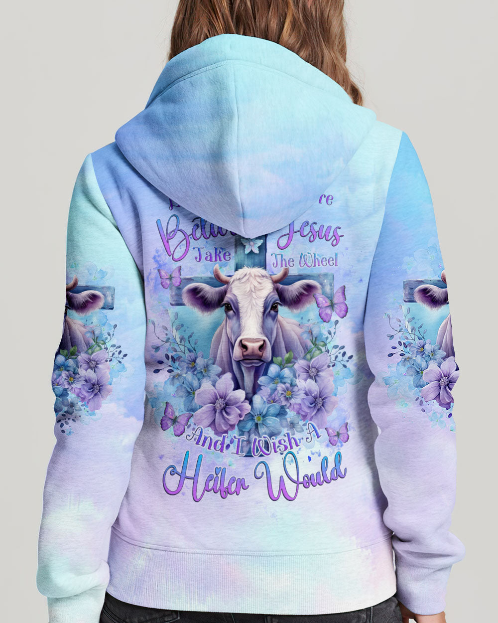 Living Life Somewhere Between Jesus Cow Women's All Over Print Shirt - Tlnz1010231