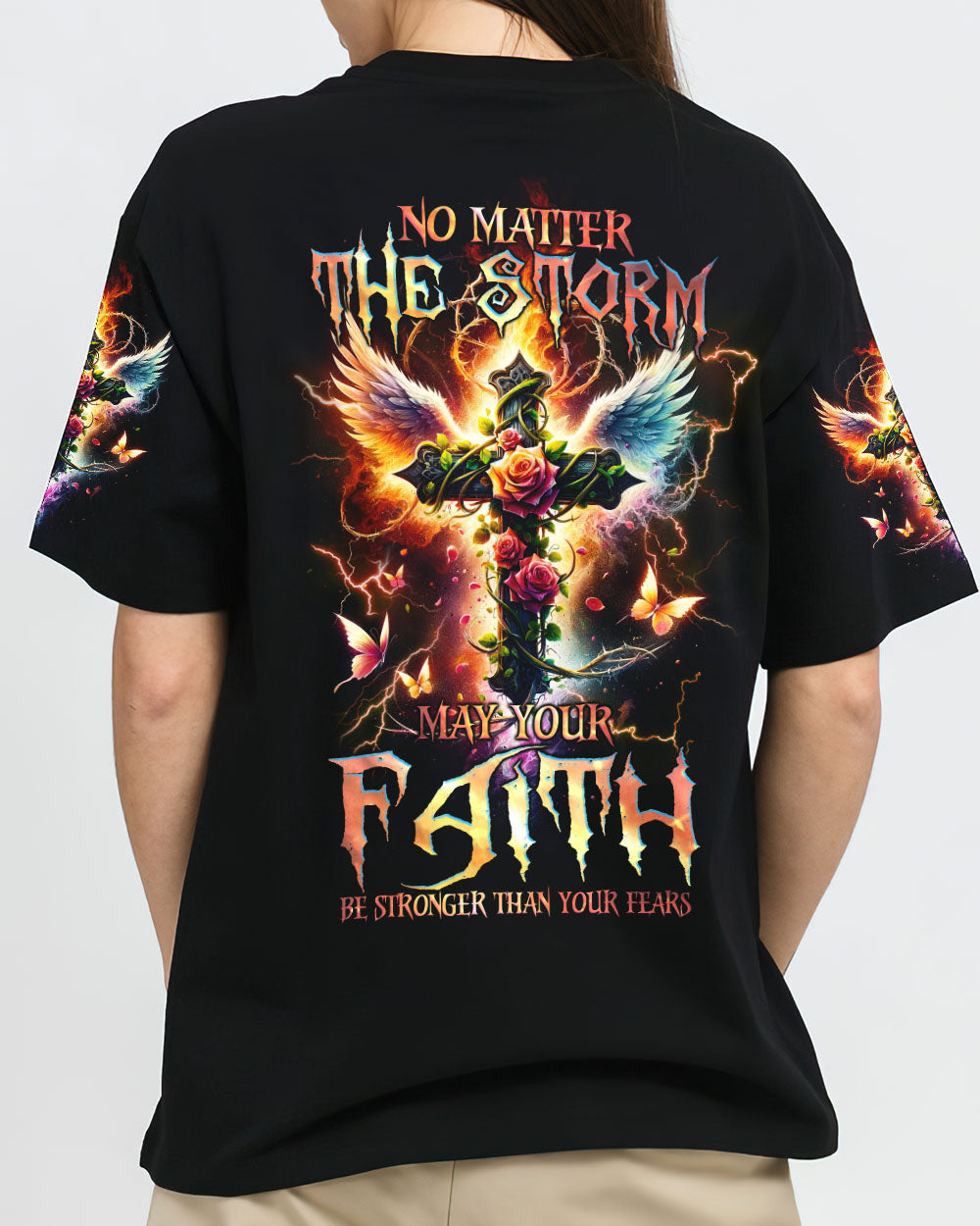 No Matter The Storm Cross Rose Women's All Over Print Shirt - Tlnz1611232