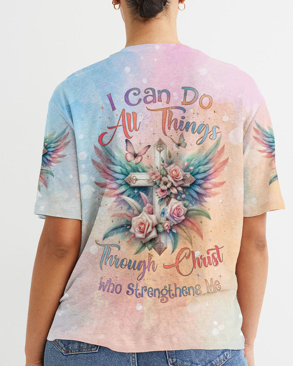 I Can Do All Things Through Christ Pastel Wings Women's All Over Print Shirt - Tlnz1710233