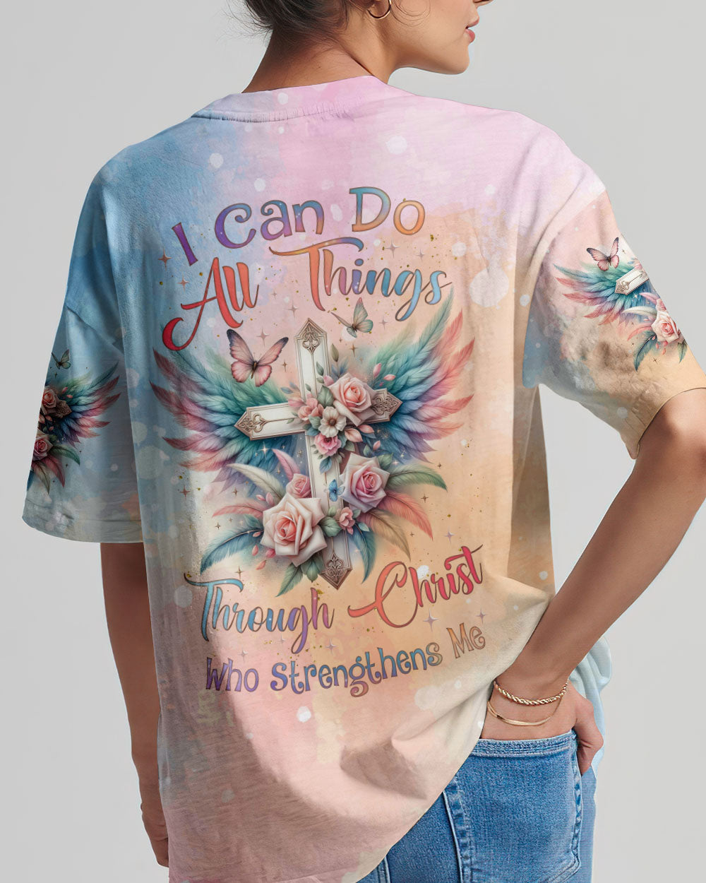 I Can Do All Things Through Christ Pastel Wings Women's All Over Print Shirt - Tlnz1710233