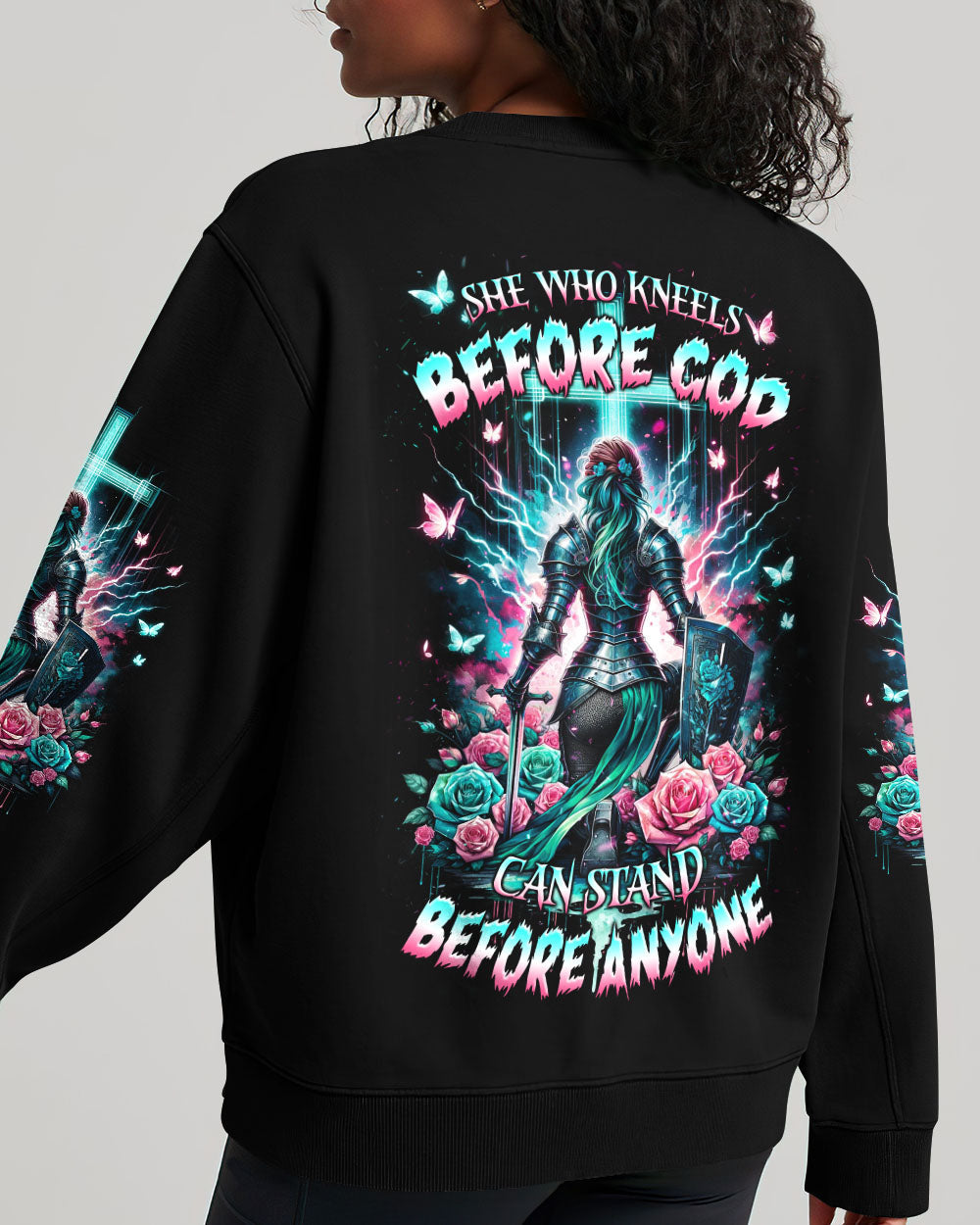 She Who Kneels Before God Warrior Women's All Over Print Shirt - Tlnz1801241