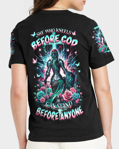 She Who Kneels Before God Warrior Women's All Over Print Shirt - Tlnz1801241