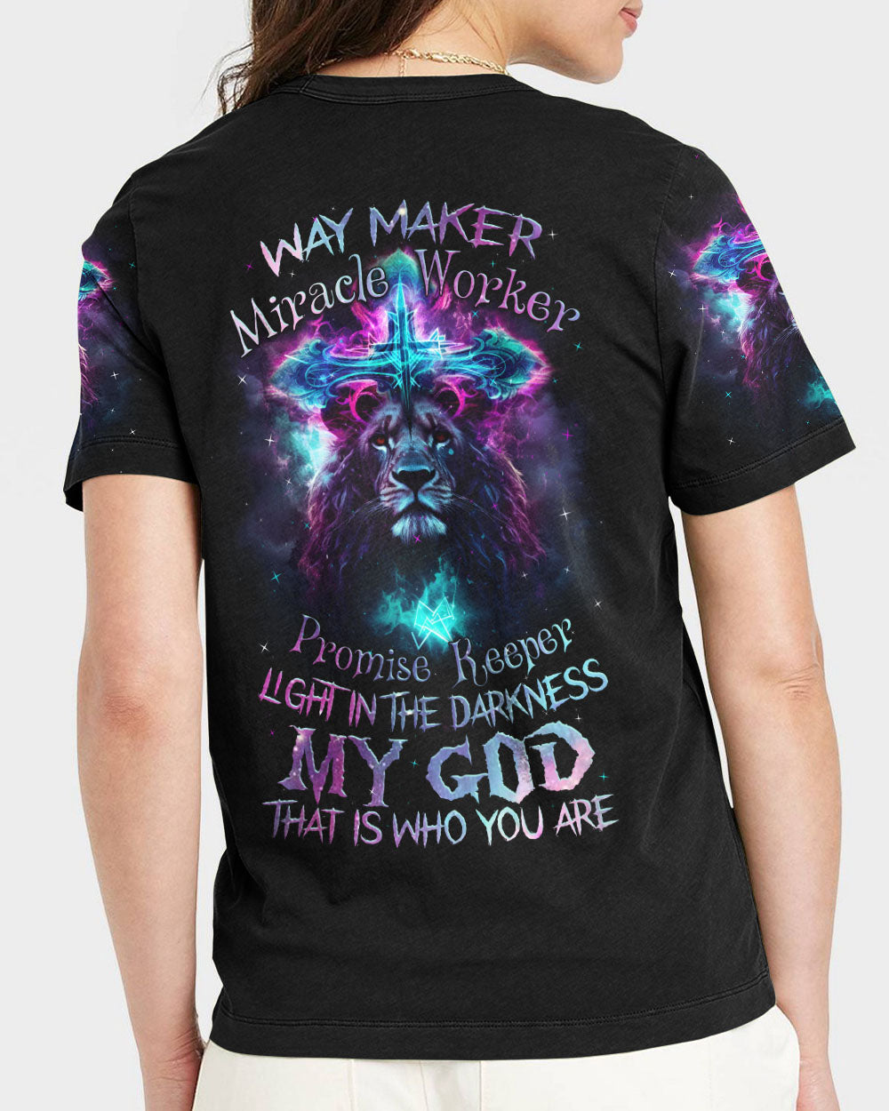 Way Maker Miracle Worker Cross Lion Women's All Over Print Shirt - Tlnz1809234