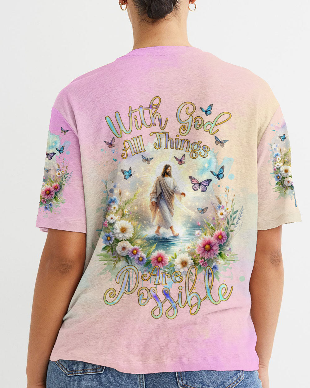 With God All Things Are Possible Jesus Walking on Water Women's All Over Print Shirt - Tlnz2811234