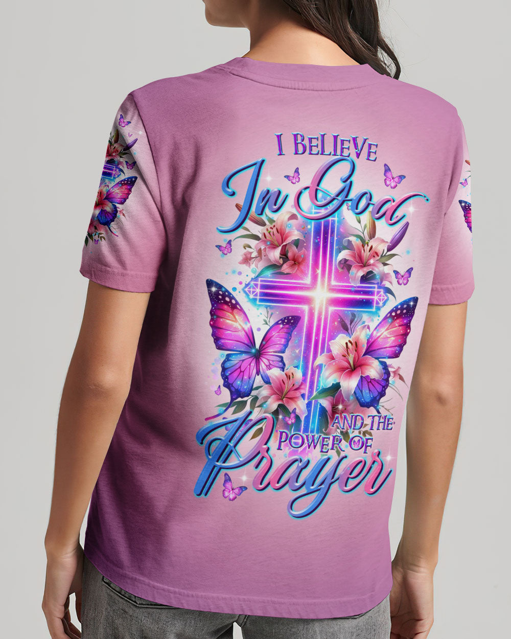 I Believe In God Glowing Cross Lilies Women's All Over Print Shirt - Tltr0112233