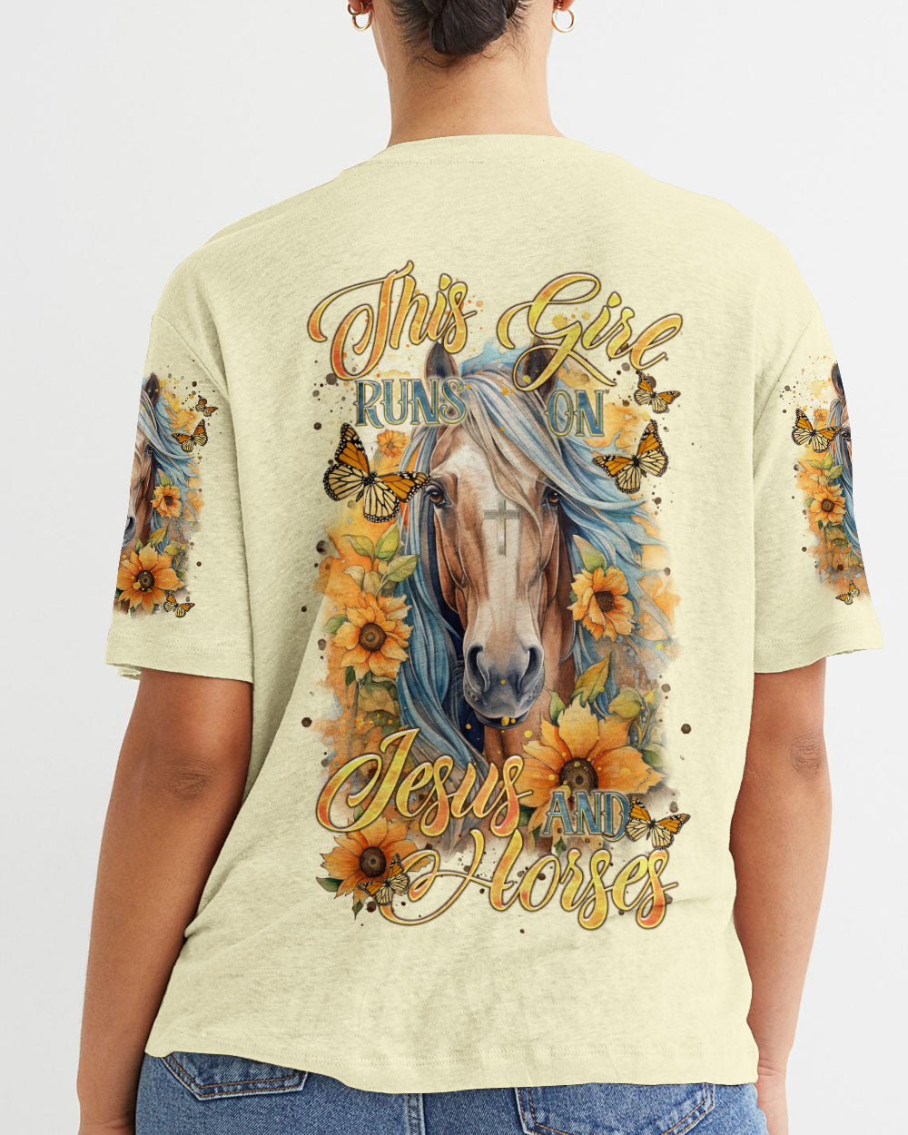 Runs On Jesus And Horses Women's All Over Print Shirt - Tltr0901241