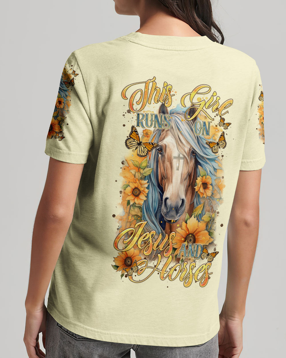 Runs On Jesus And Horses Women's All Over Print Shirt - Tltr0901241