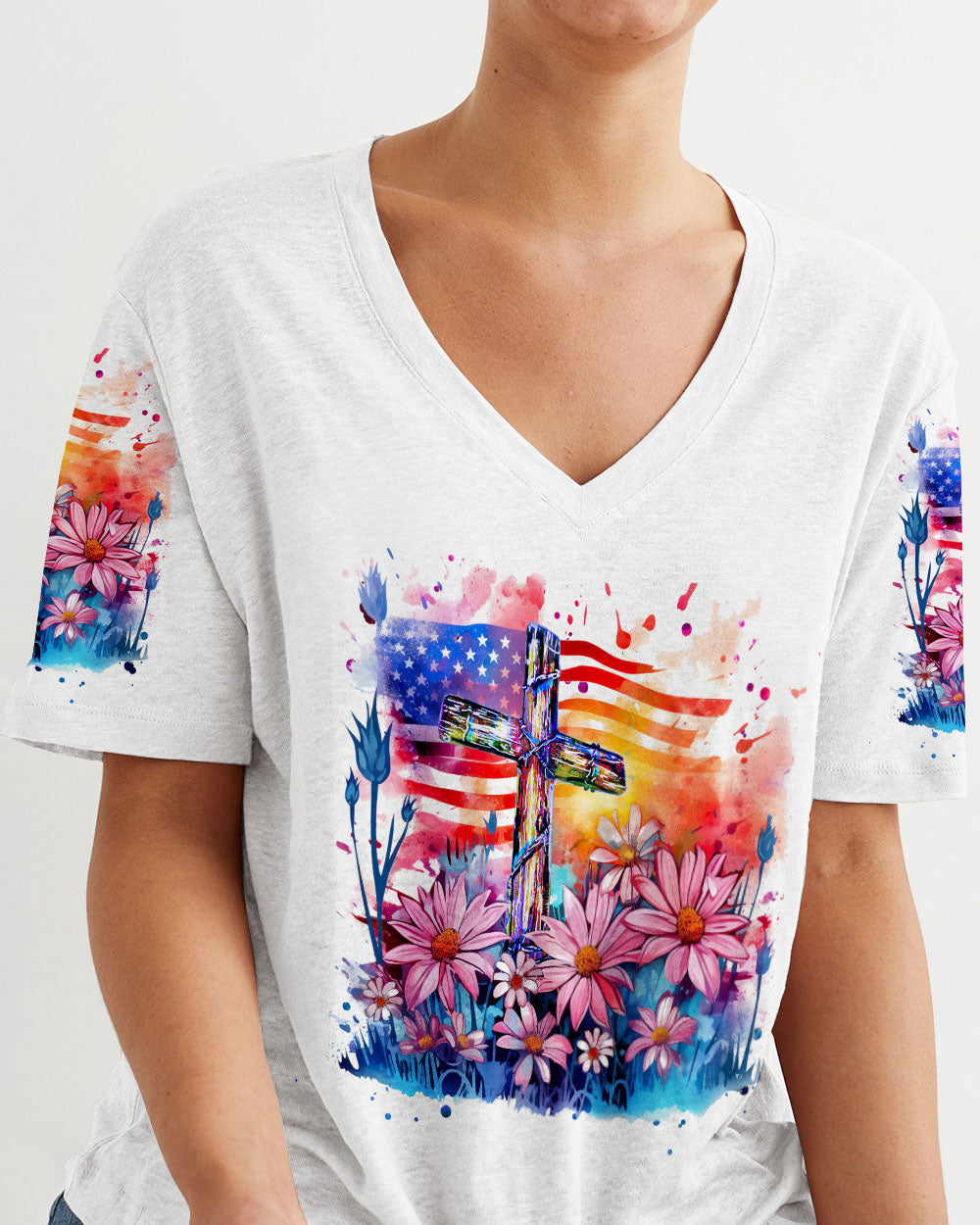 Lord Stood With Me Floral Flag Women's All Over Print Shirt - Tltr2608232