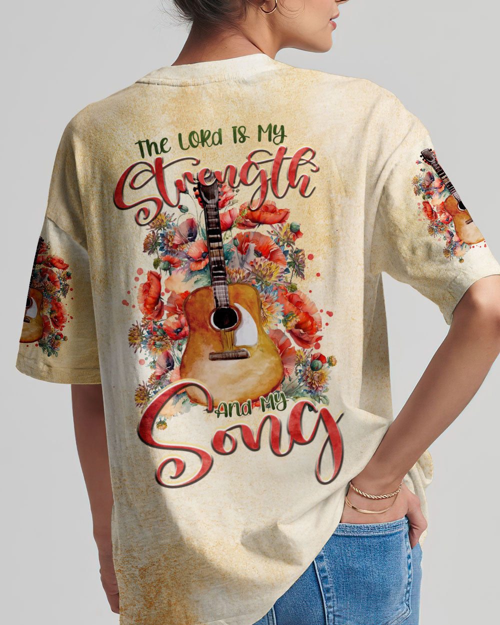 The Lord Is My Strength Guitar Floral Women's All Over Print Shirt - Tltr2709234