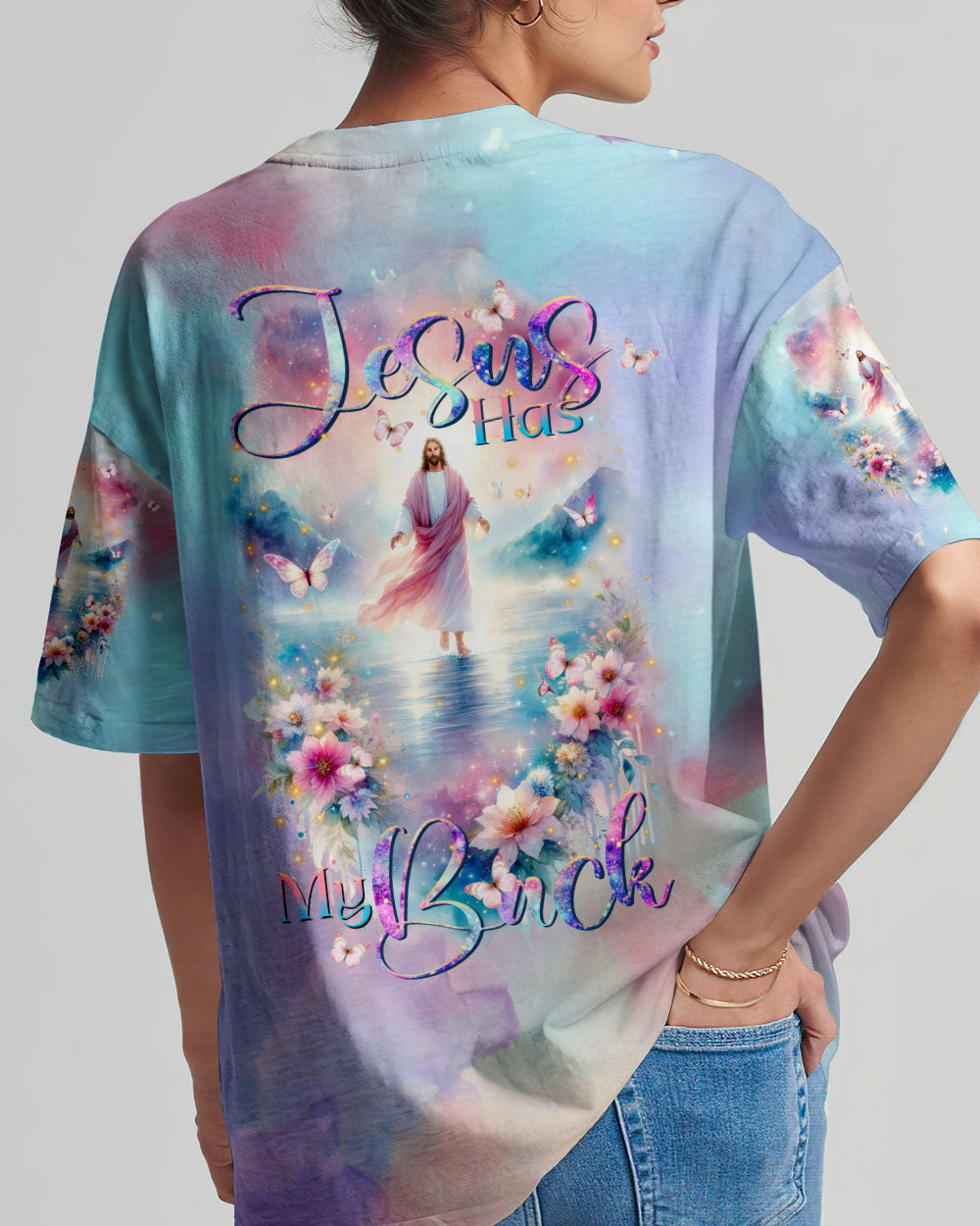 Jesus Has My Back Floral Women's All Over Print Shirt - Tltr2811232