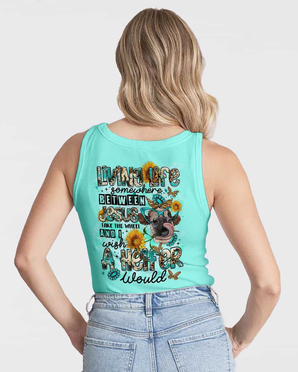 Living Life Somewhere Between Jesus Cow Women's All Over Print Shirt - Tltr2902243