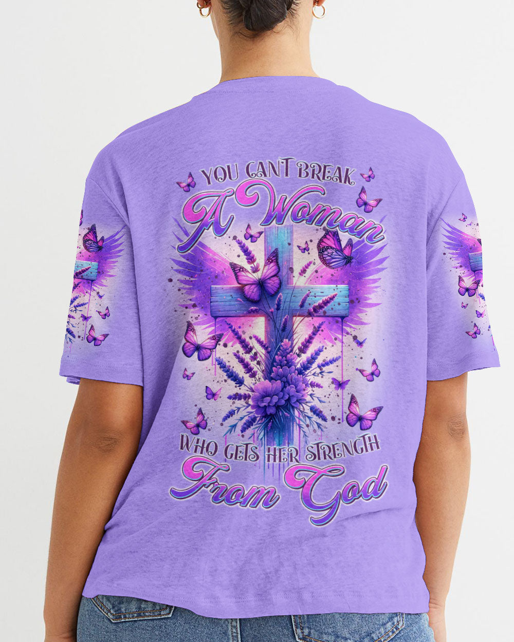 You Can't Break A Woman Cross Wings Purple Women's All Over Print Shirt - Tltr3101241