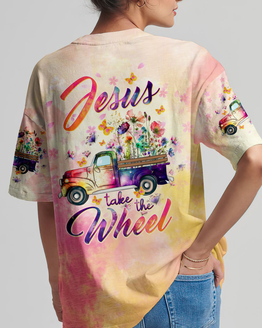 Jesus Take The Wheel Truck Floral Women's All Over Print Shirt - Tltw0212233