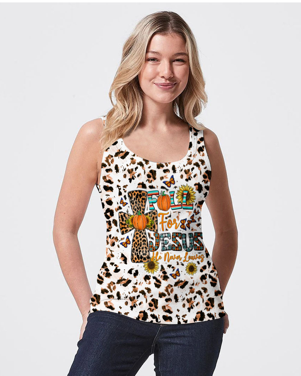 Fall For Jesus Autumn Leopard Women's All Over Print Shirt - Tltw0308234