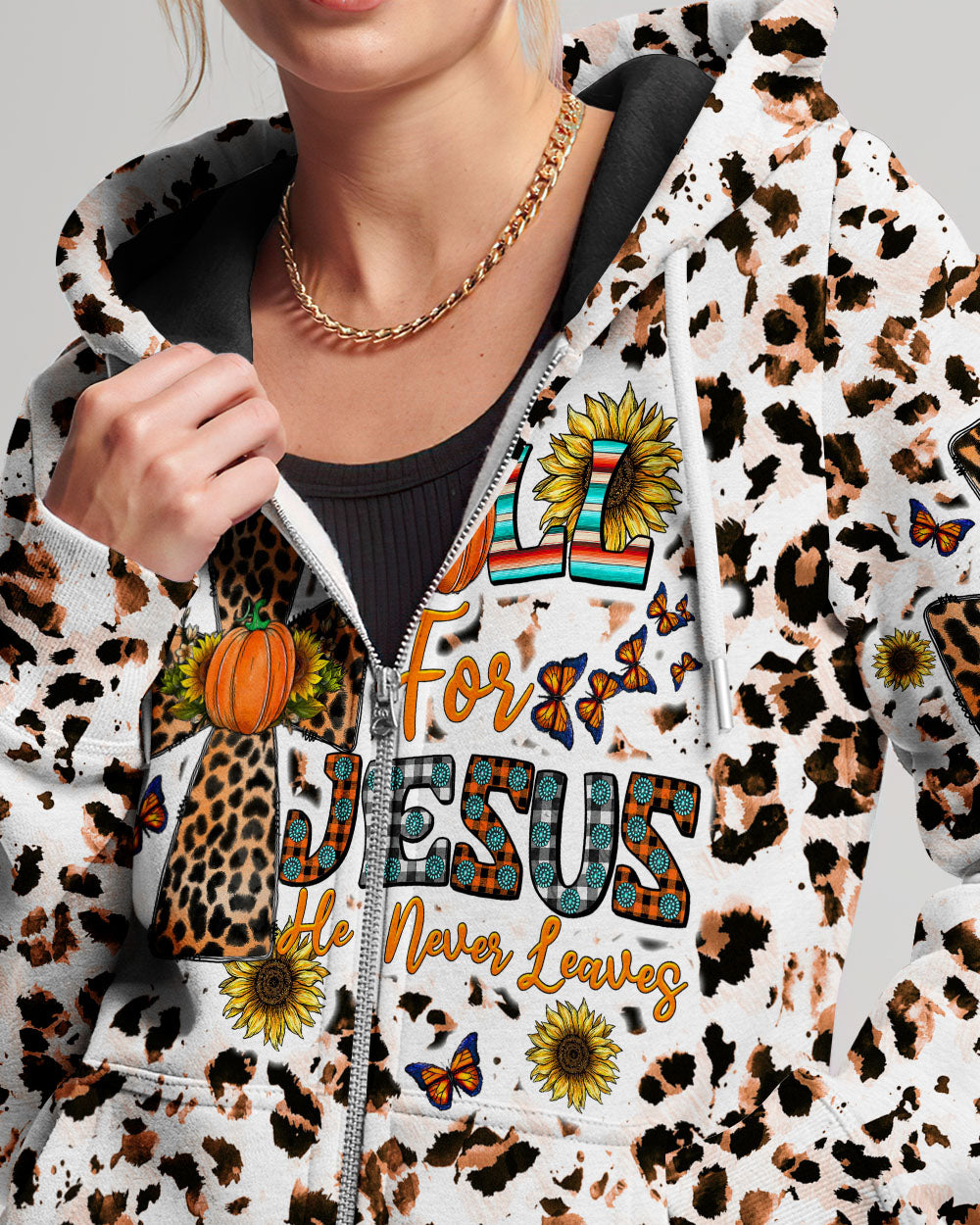 Fall For Jesus Autumn Leopard Women's All Over Print Shirt - Tltw0308234